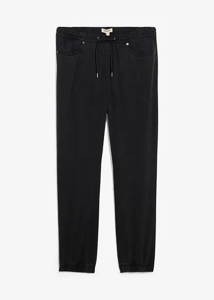 Pantaloni svasati con elastico in vita in twill di puro cotone, relaxed fit