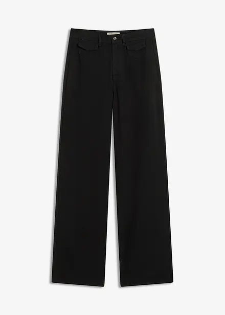 Pantaloni in twill di puro cotone, vita alta