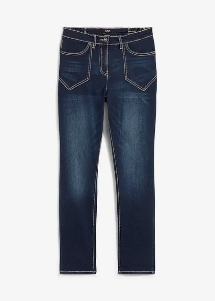 Jeans straight elasticizzati, vita alta
