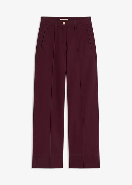 Pantaloni in twill con piega cucita e tasche a filetto