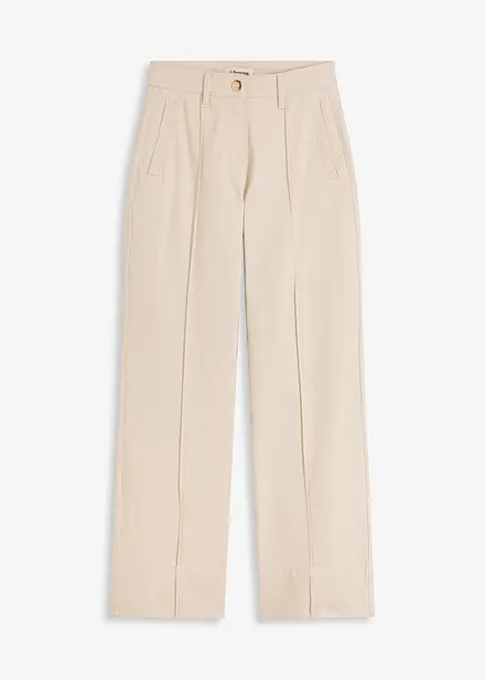 Pantaloni in twill con piega cucita e tasche a filetto