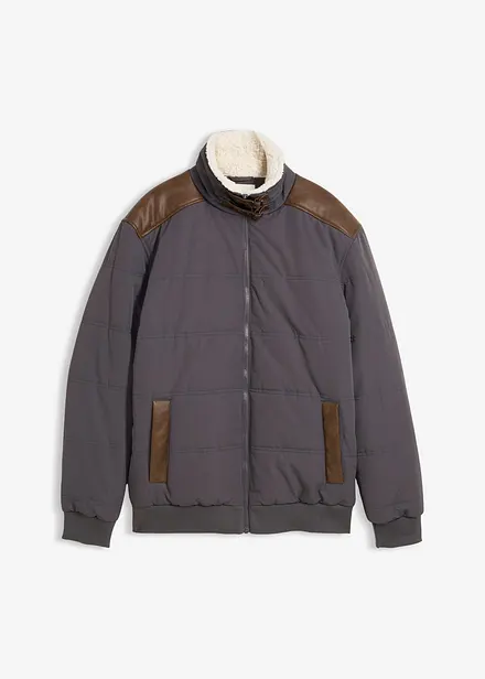 Bomber trapuntato idrorepellente con dettagli in similpelle