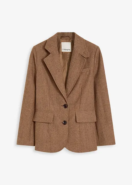 Blazer con motivo spigato in misto lana