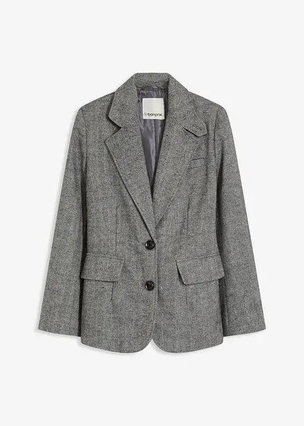 Blazer con motivo spigato in misto lana