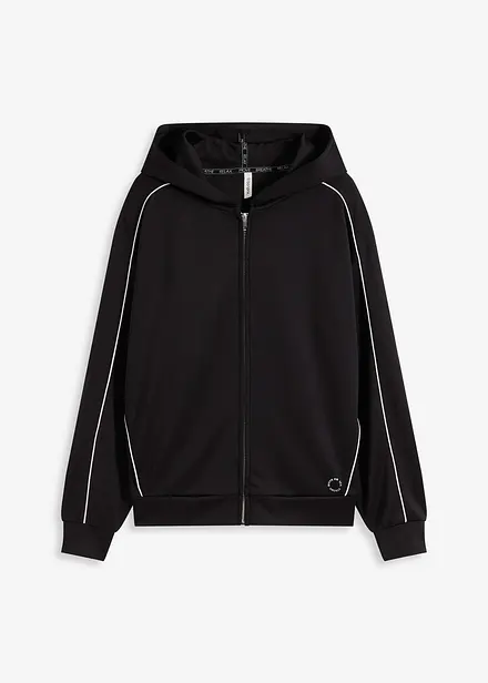 Felpa sportiva con zip e cappuccio, ad asciugatura rapida