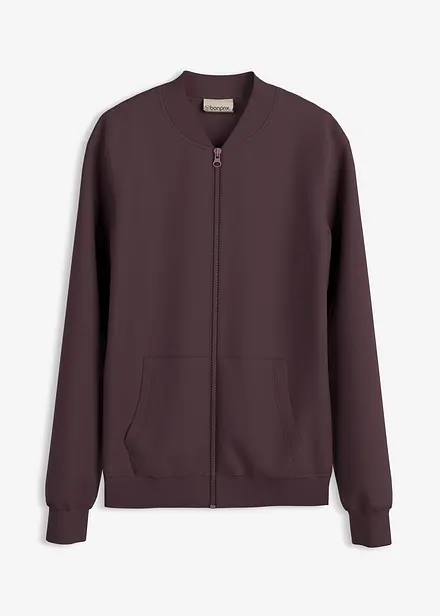 Felpa con zip in tessuto effetto neoprene