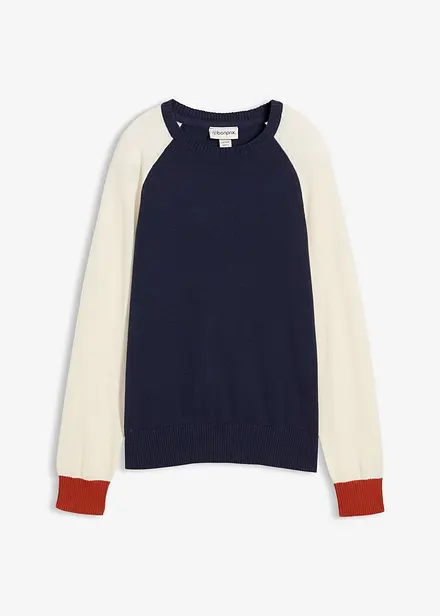 Maglione raglan in filato fine di misto cotone