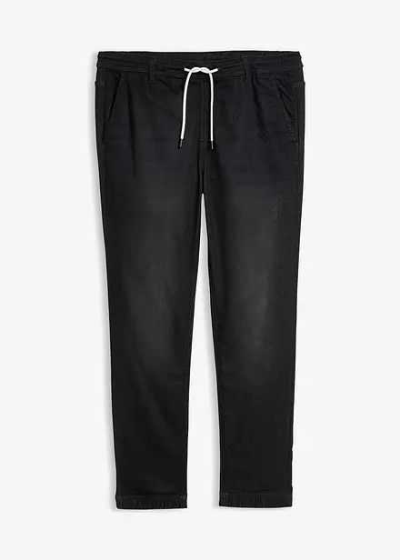 Jeans in tessuto felpato con elastico in vita regular fit, straight