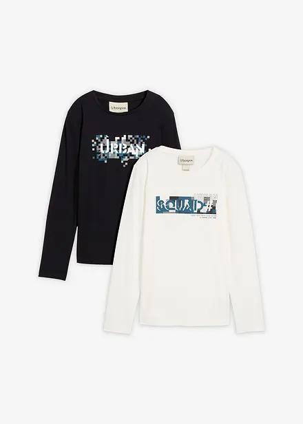 Maglia a maniche lunghe in puro cotone (pacco da 2)