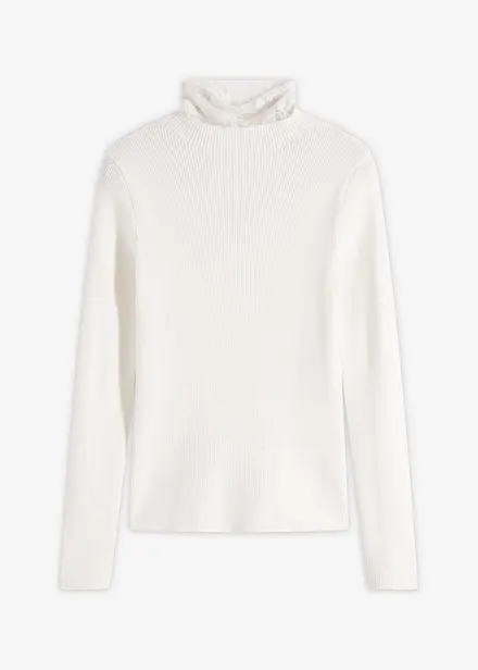 Maglione a coste in misto viscosa fluente