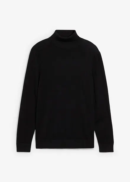 Maglione a collo alto in filato fine con pregiata lana merino, slim fit