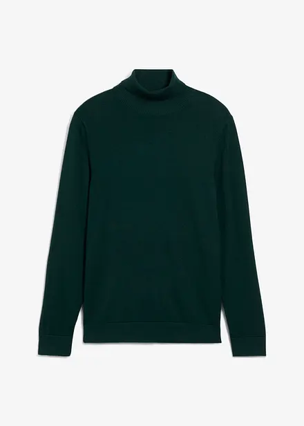 Maglione a collo alto in filato fine con lana merino, slim fit