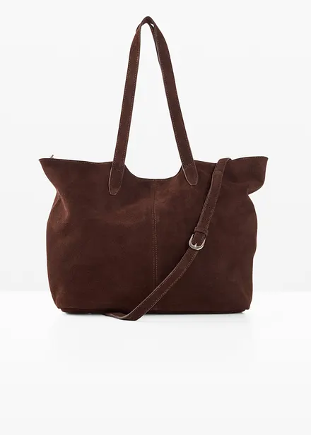 Borsa shopper maxi in pelle scamosciata
