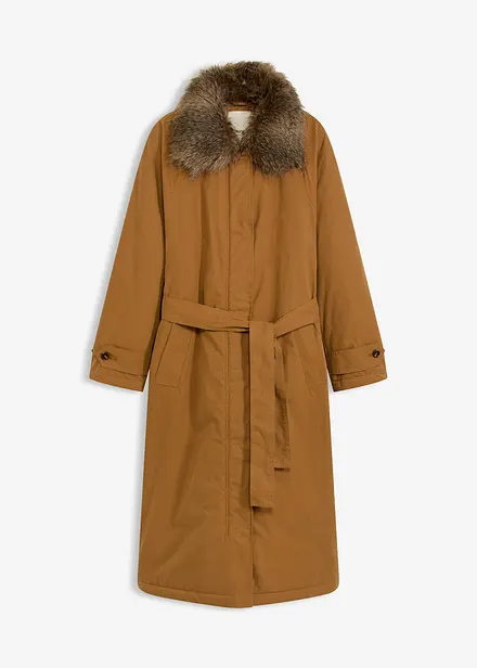 Trench imbottito con collo in pelliccia sintetica staccabile