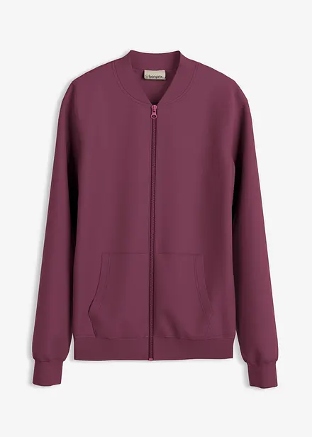 Felpa con zip in tessuto effetto neoprene