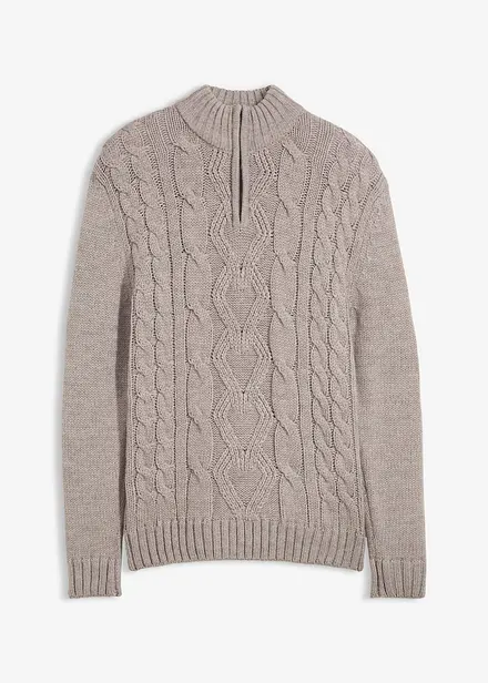 Maglione a trecce con zip