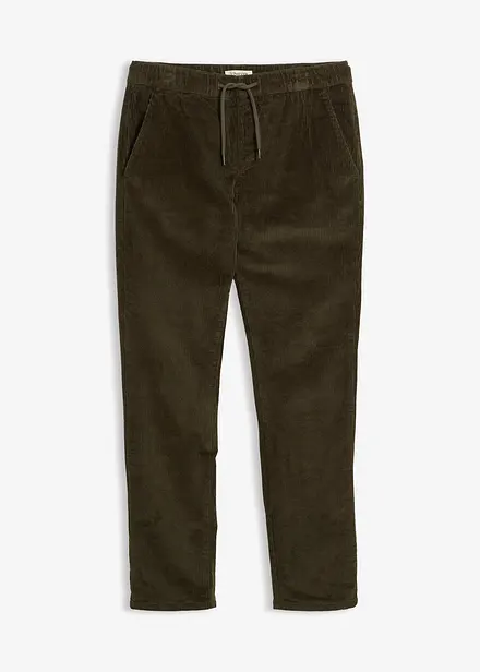 Pantaloni termici in velluto a coste con elastico in vita e fodera in flanella regular fit, straight