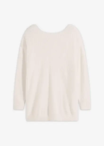 Maglione lungo in filato piumato morbido