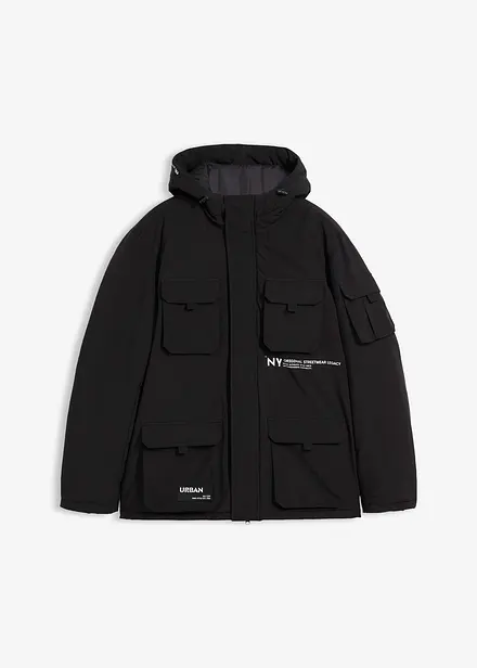 Giacca invernale con cappuccio e tante tasche funzionali