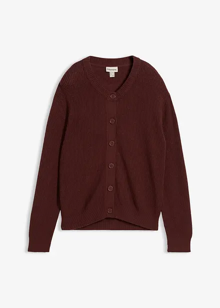 Cardigan girocollo in filato fine