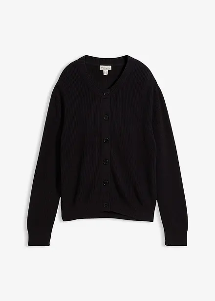 Cardigan girocollo in filato fine