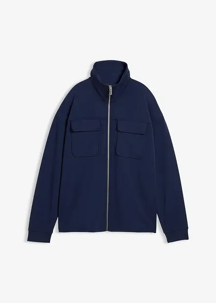 Felpa con zip in misto viscosa leggermente lucido