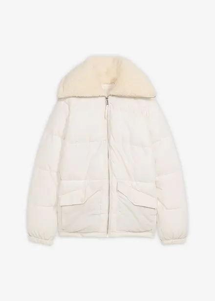 Giacca trapuntata con collo in teddy