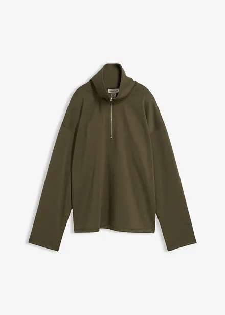 Maglione con mezza zip in misto viscosa