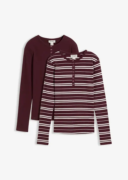 Maglia a maniche lunghe a coste in misto cotone biologico