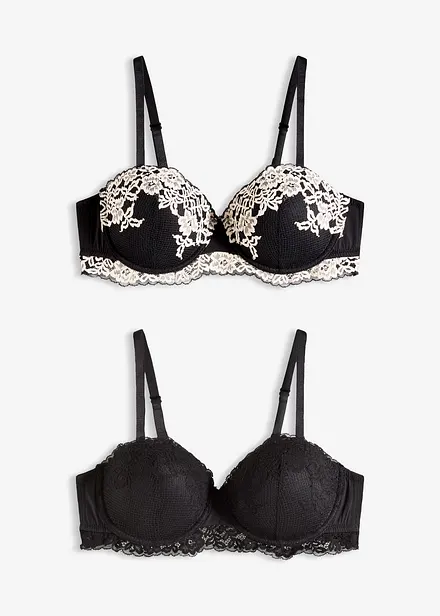 Reggiseno a balconcino in pizzo bicolore (pacco da 2)