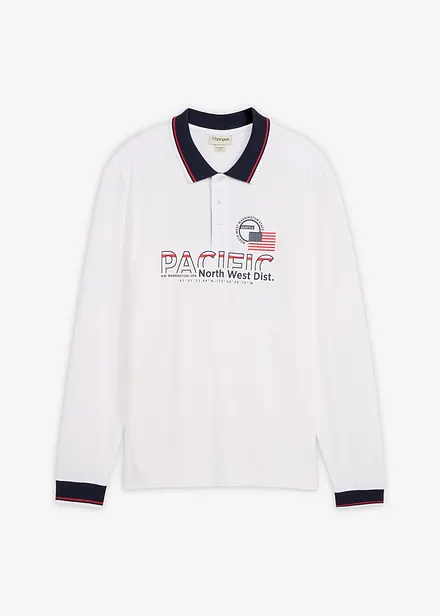 Polo a maniche lunghe in piquet di puro cotone biologico