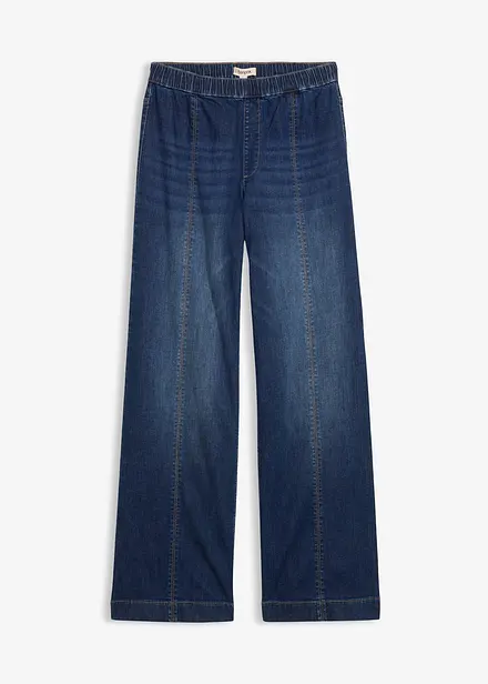 Jeans wide leg full length con girovita comodo, vita alta