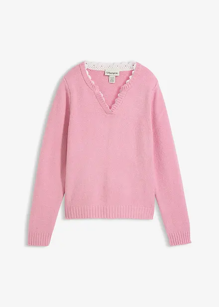 Maglione con inserto in pizzo