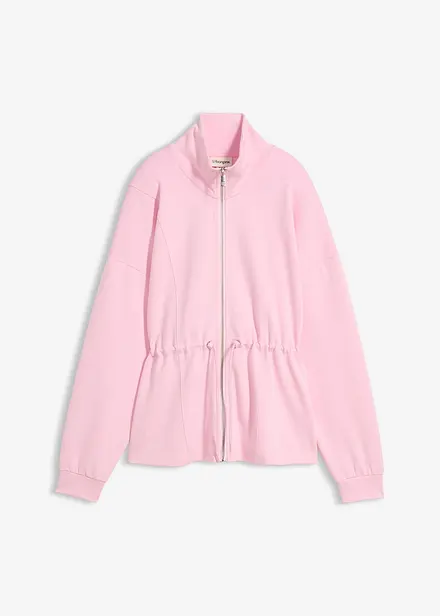 Felpa con zip in morbido tessuto effetto neoprene