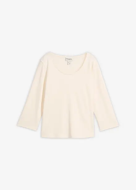 Maglia con maniche a 3/4 in jersey pesante di puro cotone biologico