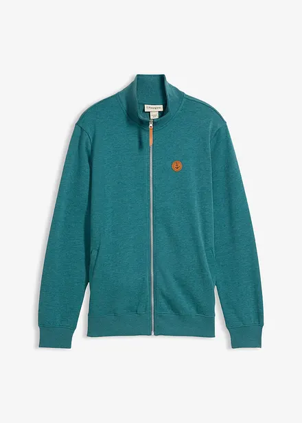 Felpa con zip con collo dritto e dettagli in similpelle