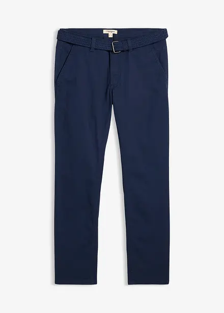 Pantaloni chino elasticizzati con vita elastica e cintura regular fit, straight