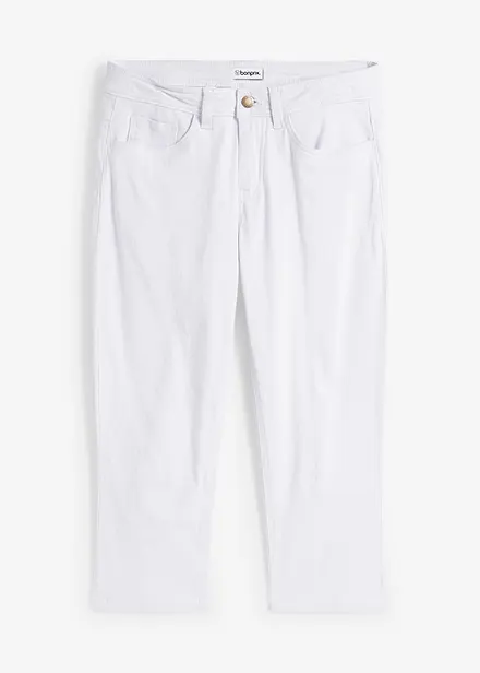 Jeans cropped slim fit, a vita media