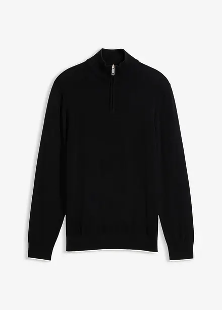 Maglione con collo alto e zip in misto cotone
