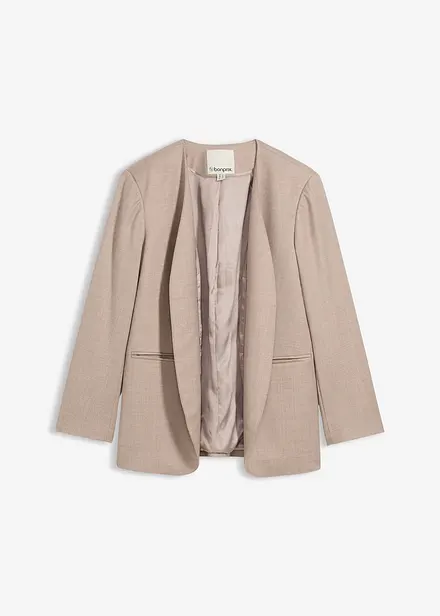 Blazer senza collo in morbido misto lana