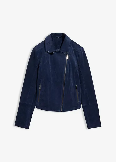 Giacca biker in pelle scamosciata