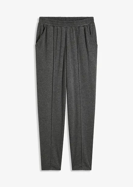 Pantaloni in jersey con elastico in vita e piega cucita