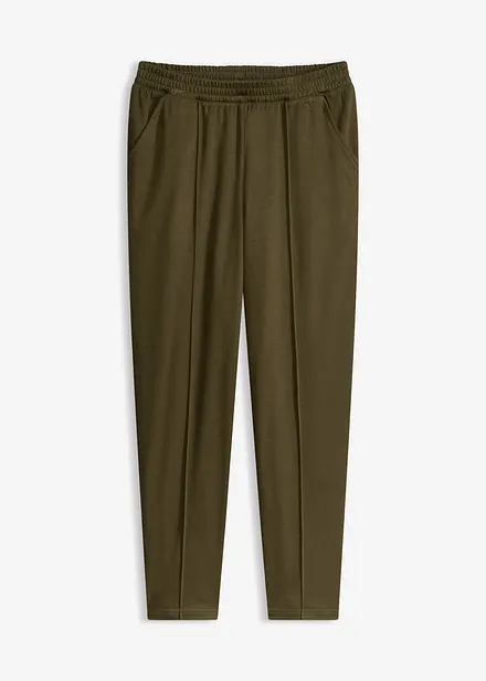 Pantaloni in jersey con elastico in vita e piega cucita