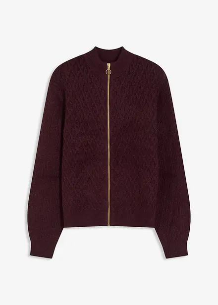 Cardigan con lavorazione a rombi