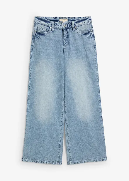Jeans wide leg lunghi, low strech, vita media