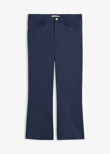 Pantaloni cropped svasati con bottone decorativo