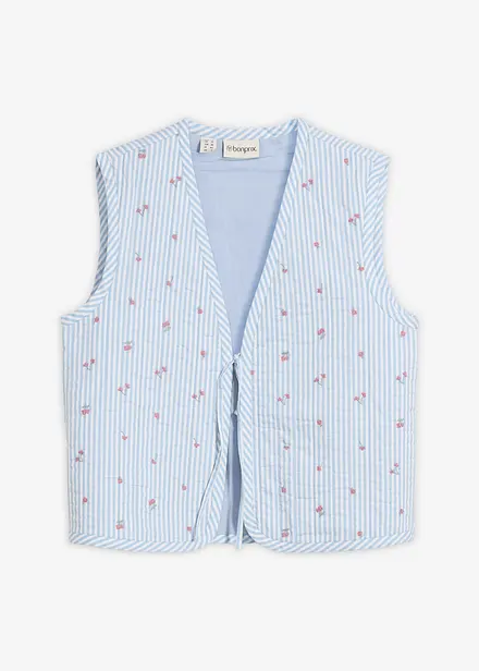 Gilet trapuntato con ricami floreali