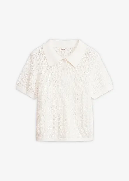 T-shirt in maglia traforata di puro cotone