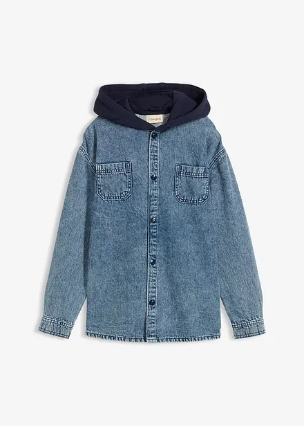 Giacca in jeans di puro cotone con cappuccio