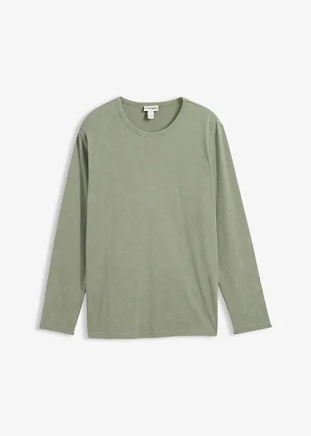 Maglia a maniche lunghe in puro cotone effetto lavato